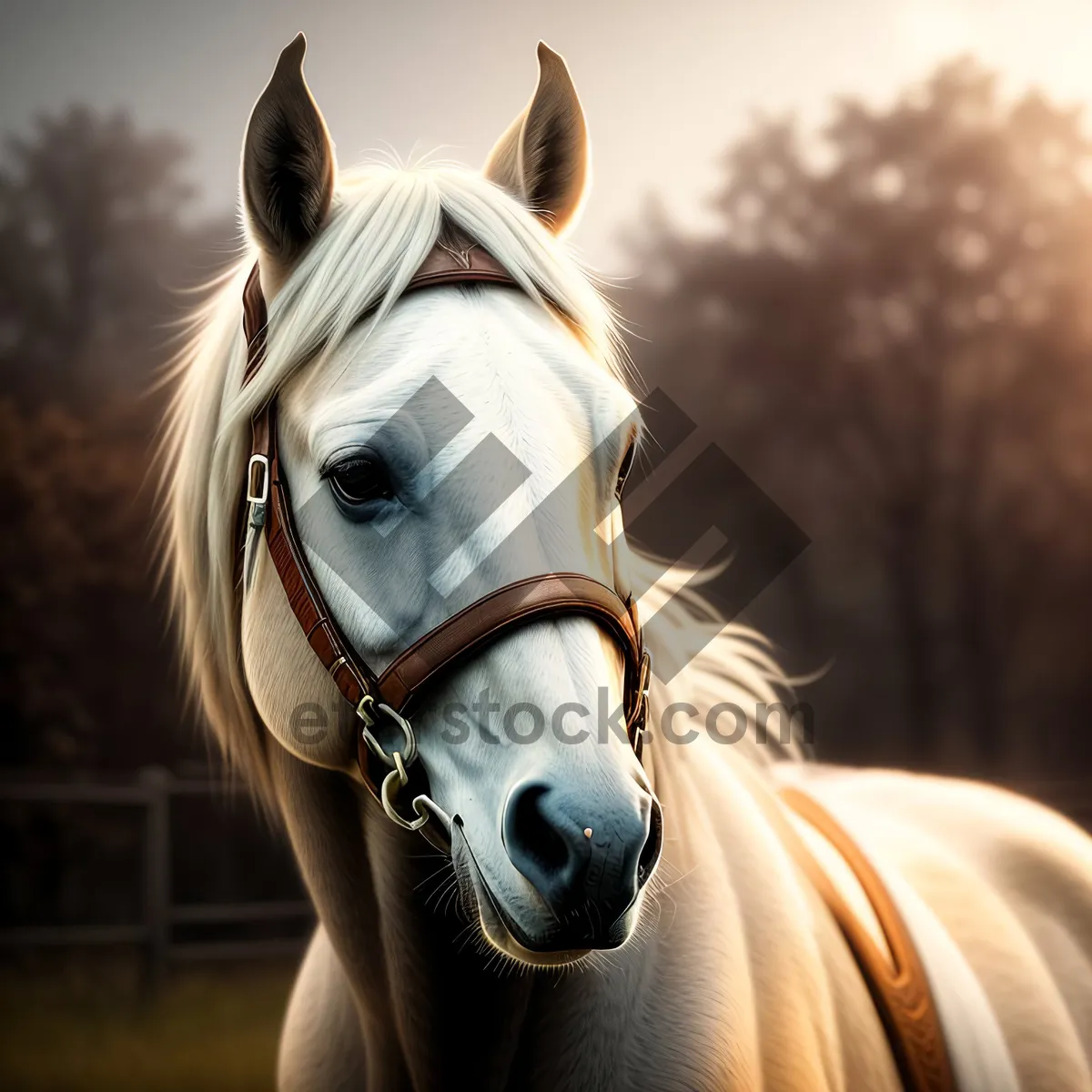 Picture of Thoroughbred Stallion with Brown Bridle and Mane