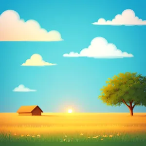 Idyllic Countryside Landscape Under Sunny Sky