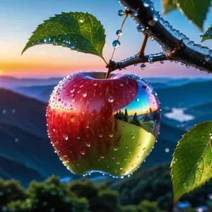 Fresh and nutritious ripe red delicious apple