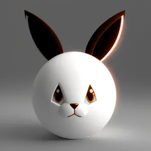 Bunny Cartoon Icon with 3D Rabbit Symbol and Egg Ball