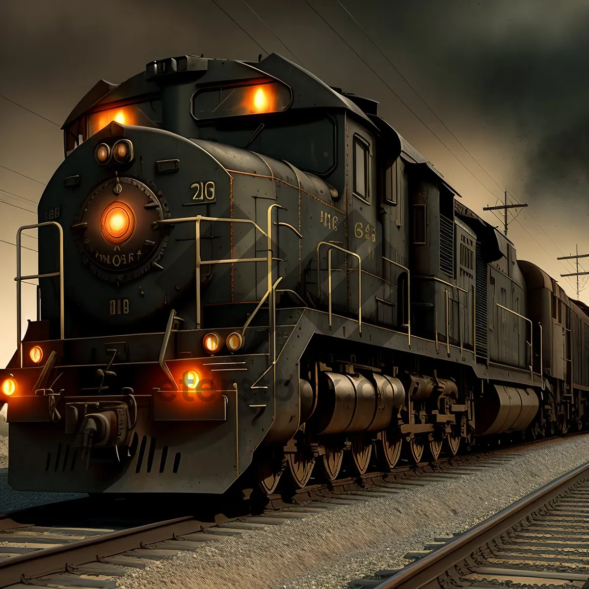 Picture of Vintage Steam Train on Railroad Tracks