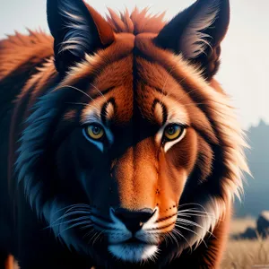 Fierce Predator Stares: Majestic Lion Portrait