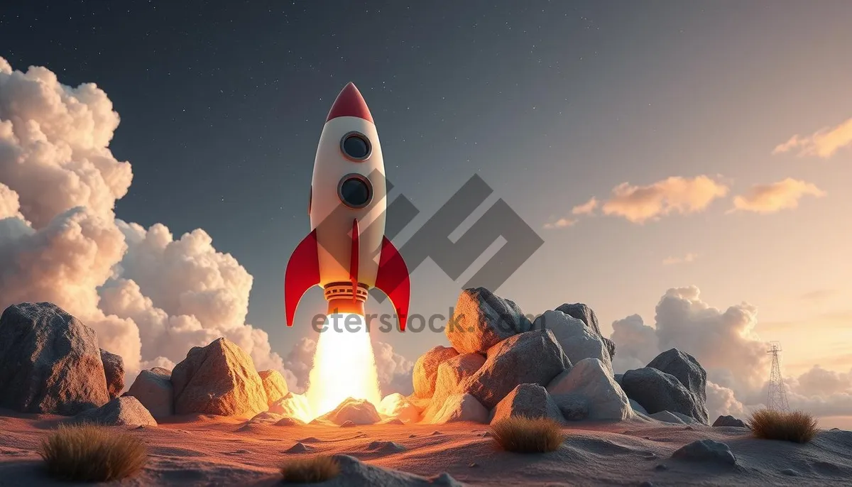 Picture of Rocket in the Sky at Sunset