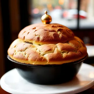 Delicious breakfast pastry with hot cappuccino.