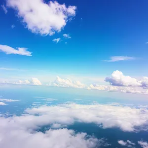 Vibrant Summer Sky with Fluffy Clouds