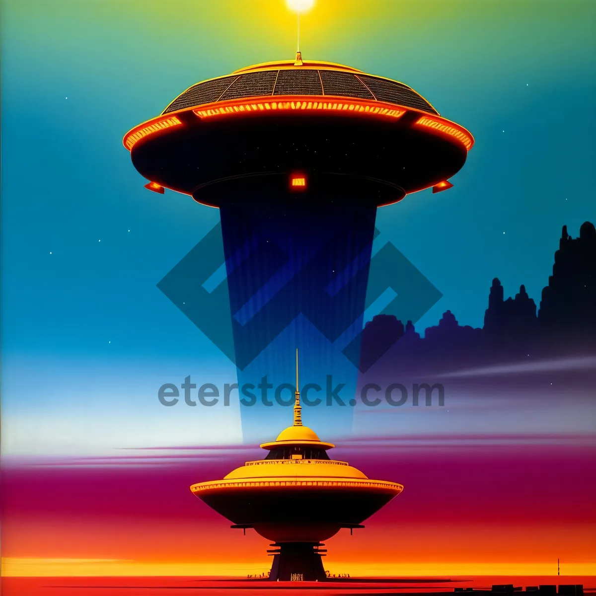 Picture of Sunlit Tower: Majestic Skyline Structure Reflecting Celestial Light