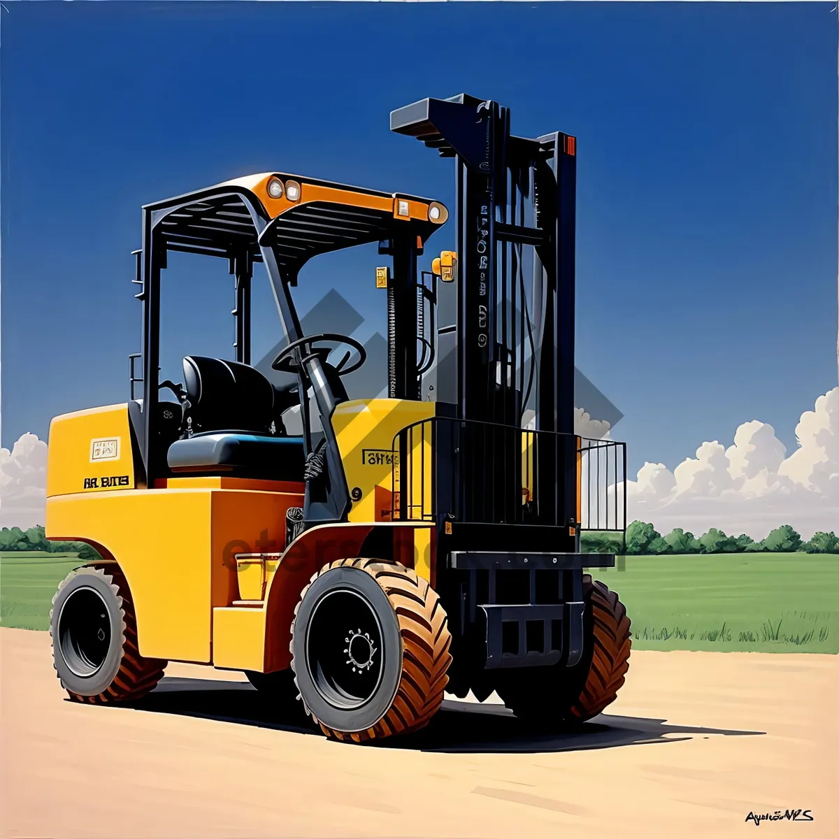 Picture of Yellow Hydraulic Excavator Earth Mover