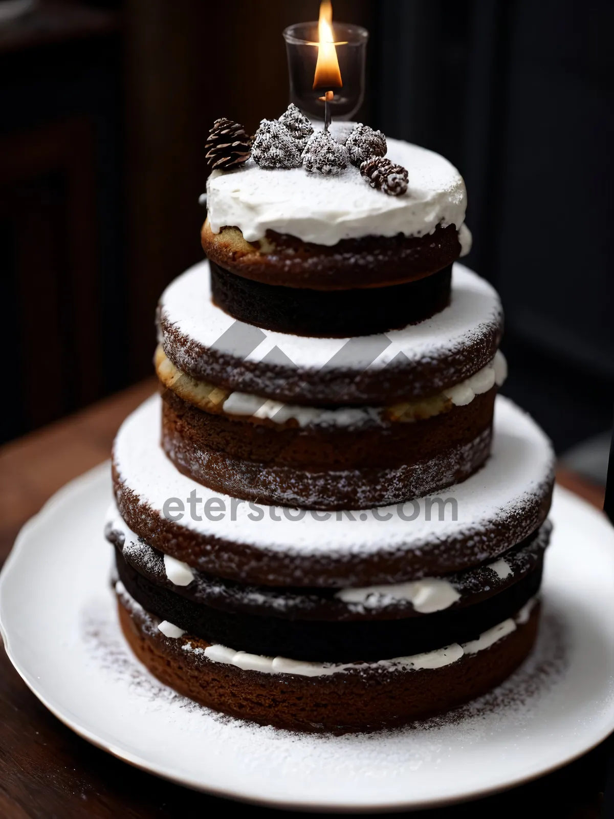 Picture of Delicious chocolate cake with creamy frosting.