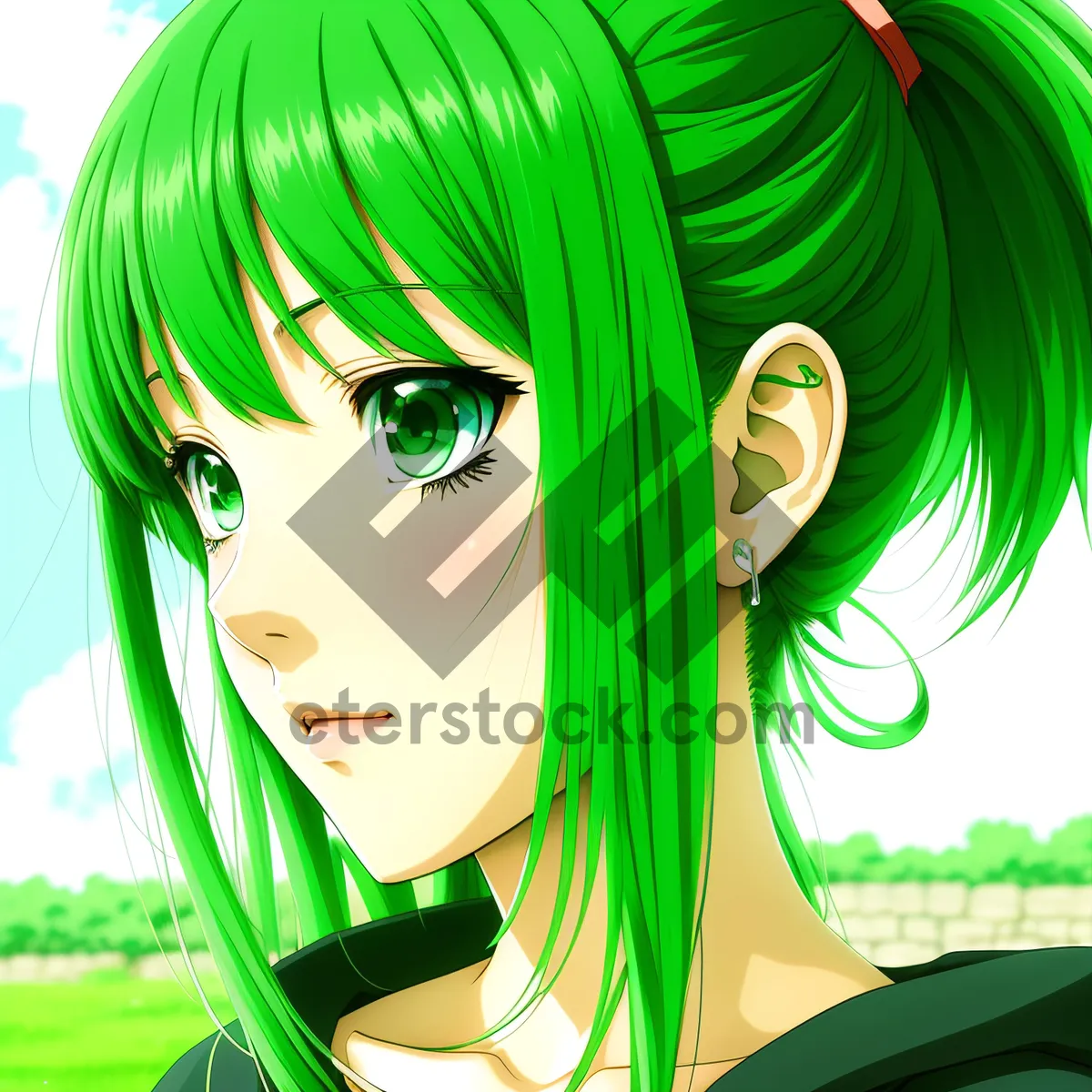 Picture of Colorful Cartoon Person with Artistic Hair Clip Art