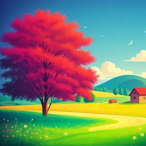 Vibrant Summer Sunset over Colorful Meadow