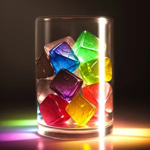 Luminous vodka glass under LED light