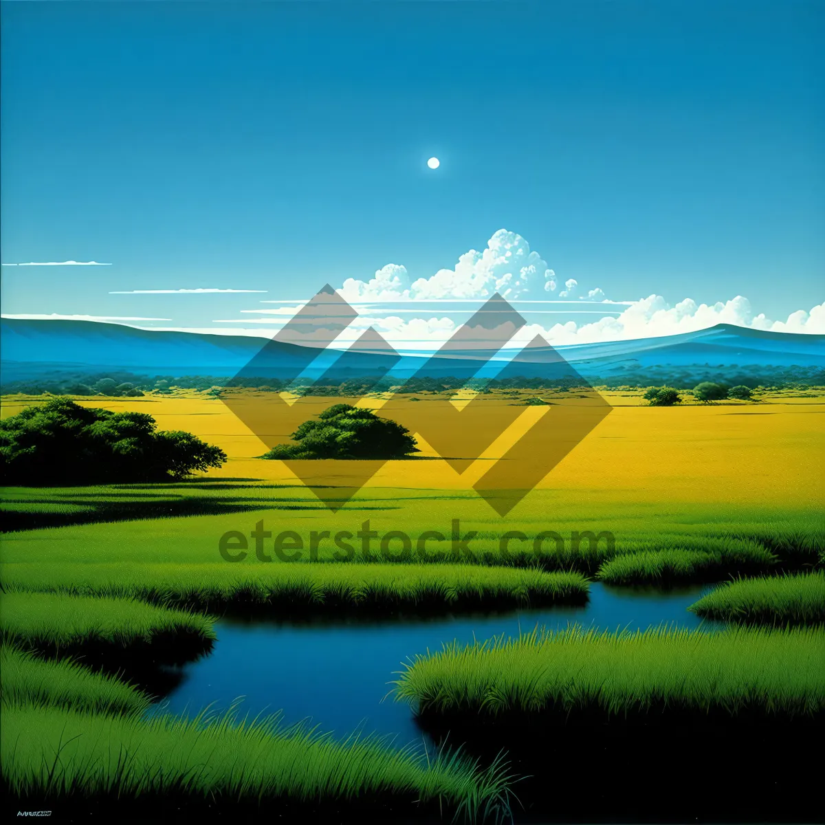 Picture of Serene Rural Sunset over Vast Green Meadow"

Note: This would be an example of a descriptive name for an image based on the given tags.