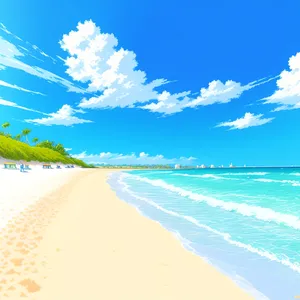 Serene Beachscape: Tropical Oasis of Turquoise Waves and Sandy Shores