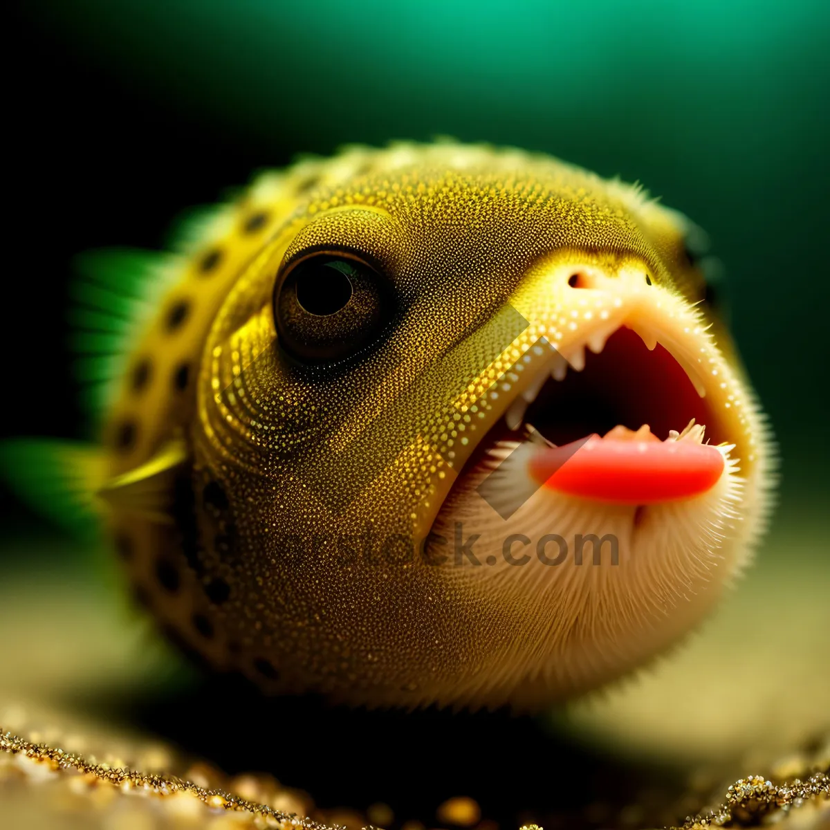 Picture of Colorful Puffer Fish in Tropical Aquarium