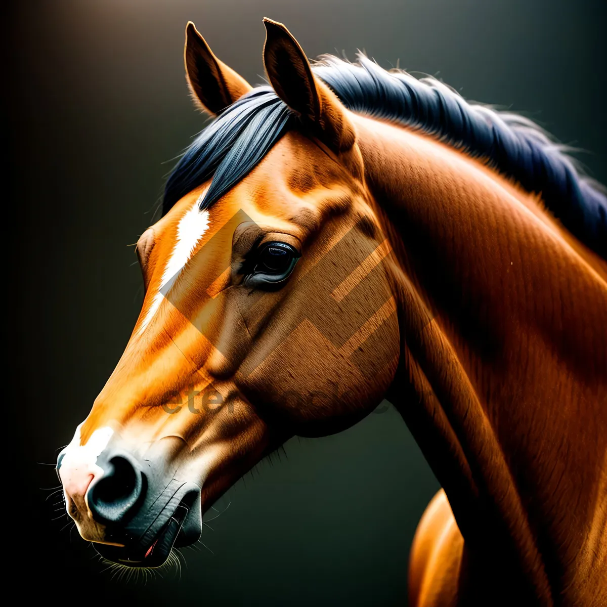 Picture of Thoroughbred Stallion Grazing in Meadow