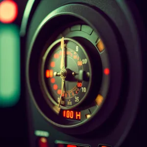 Speedometer Gauge on Black Dashboard Panel - Fuel Indicator