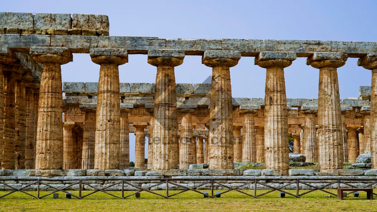 Picture of Ancient Roman Triumphal Arch in Ruins with Columns