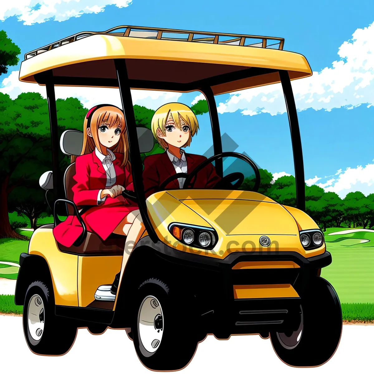 Picture of Outdoor Golf Cart - Sports Transportation on Grass