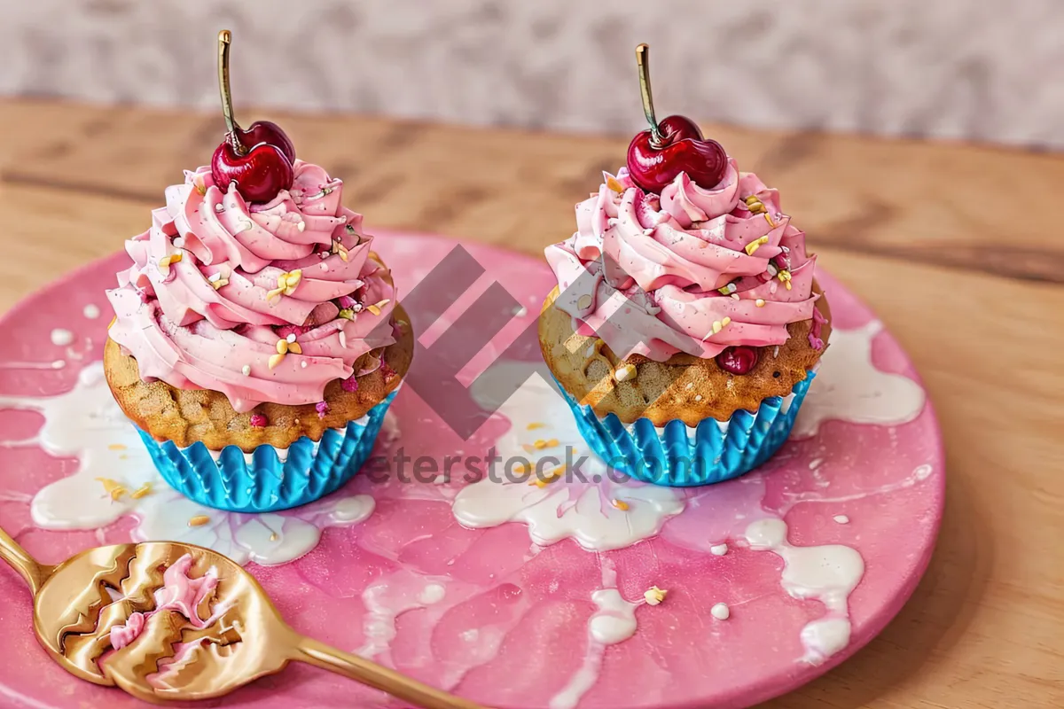 Picture of Delicious Strawberry Cake with Cream and Berries