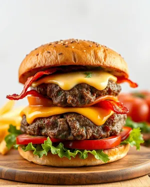 Grilled Cheese Burger with Fresh Tomato and Lettuce