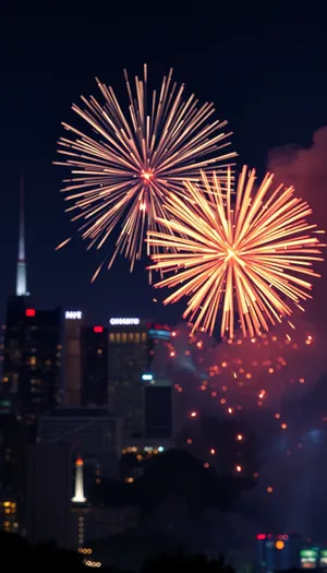 Colorful Fireworks Display in the Night Sky