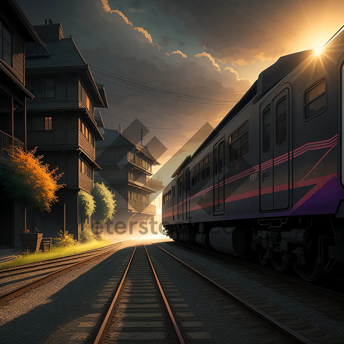 Picture of Vintage locomotive on railway tracks in a tunnel.