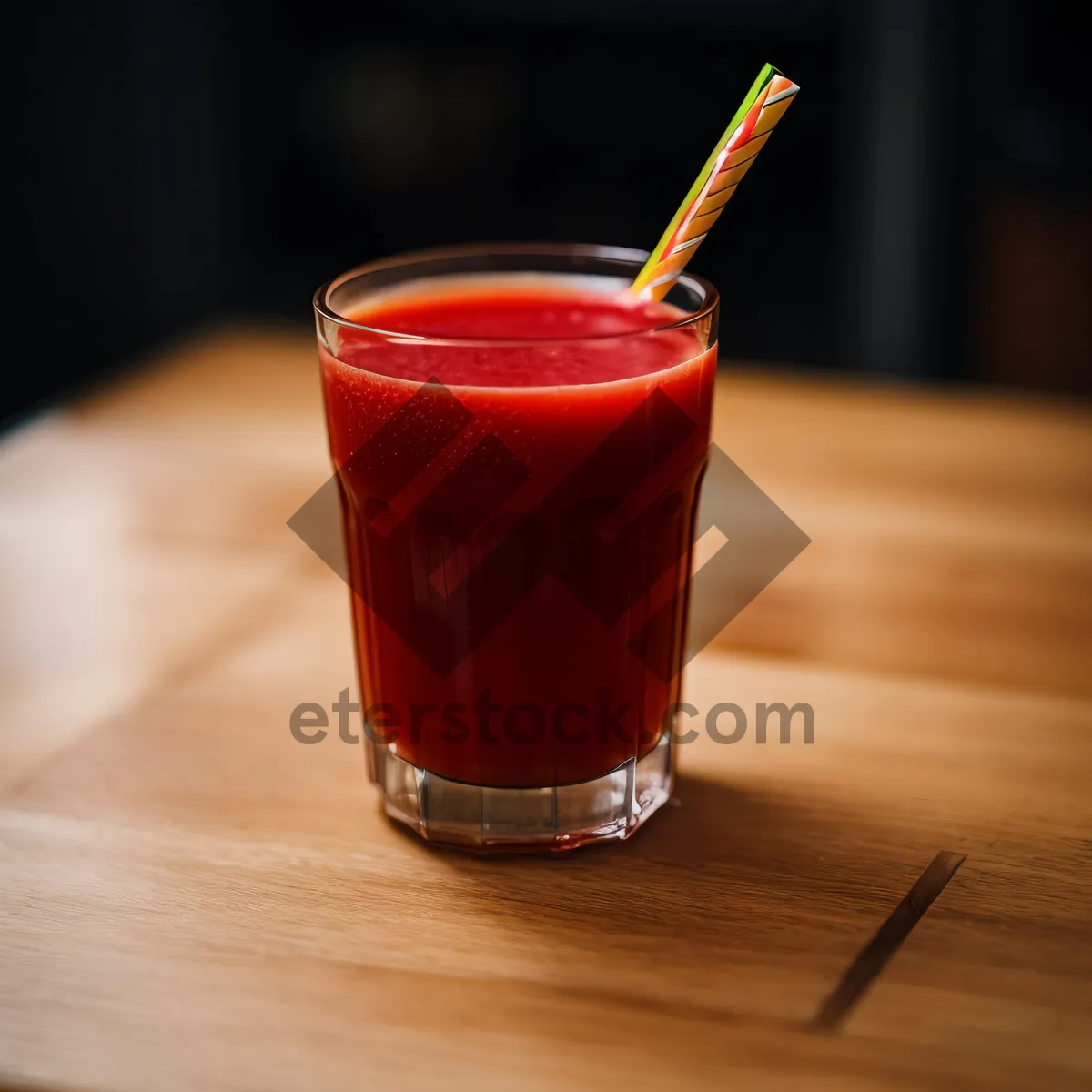 Picture of Refreshing Fruit Juice Cocktail with Ice and Straw