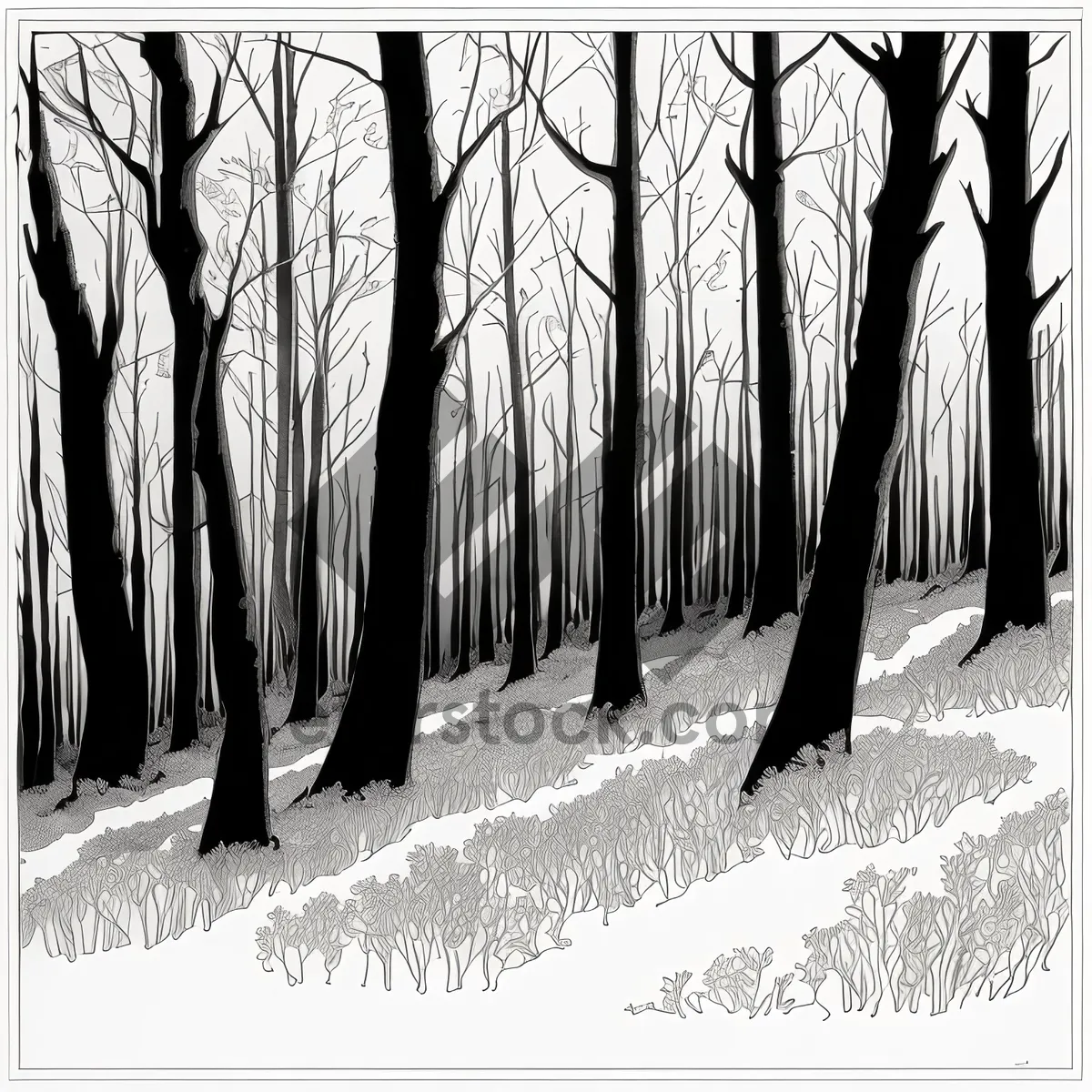 Picture of Winter Wonderland: Serene Forest Covered in Snow