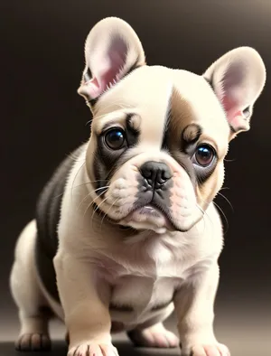 Wrinkled Bulldog Puppy - Adorable Studio Portrait of Purebred Canine