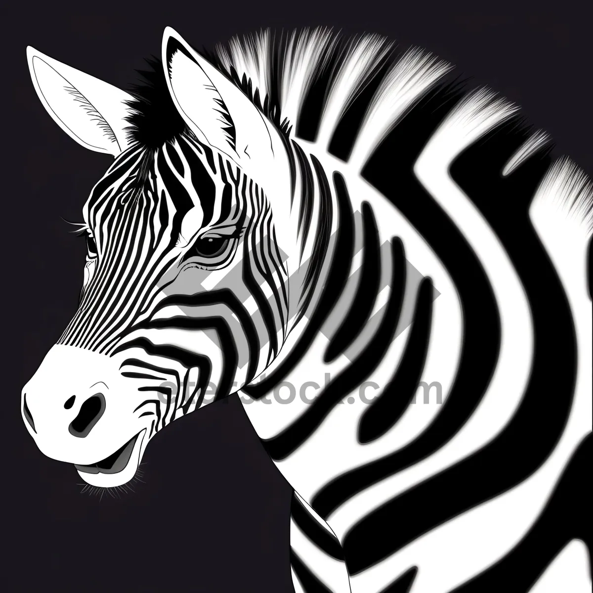 Picture of Striped Zebra Grazing in Wildlife Reserve
