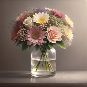 Pink Blossom Bouquet in Glass Vase