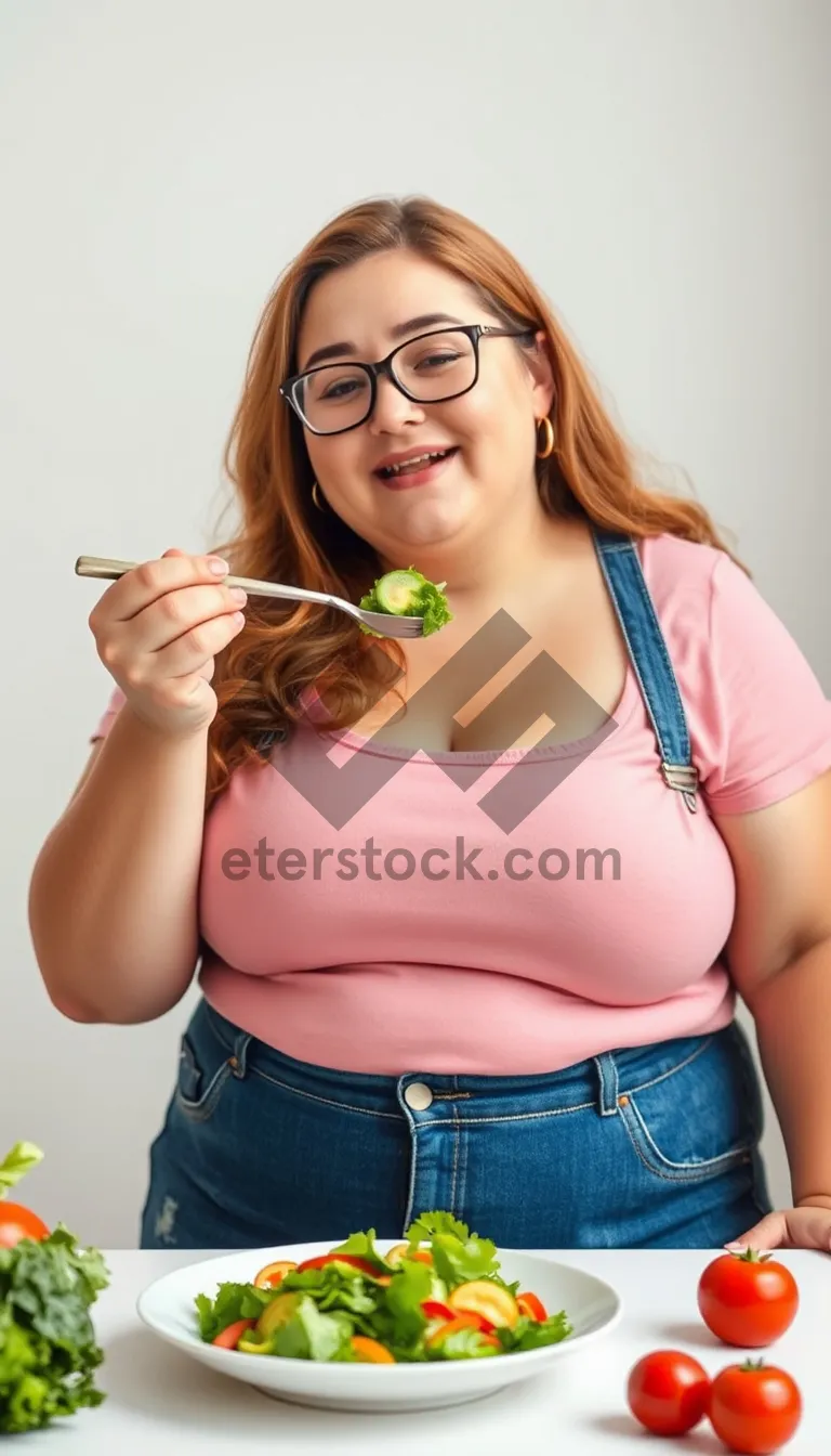 Picture of Attractive brunette model with cute smile.
