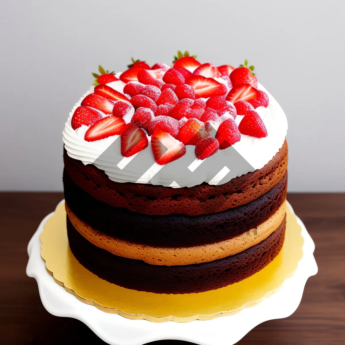 Picture of Gourmet Strawberry Birthday Cake with Vanilla Frosting