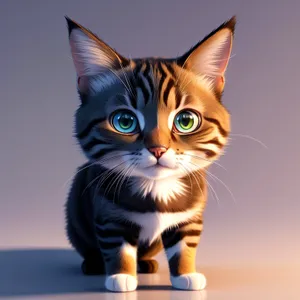 Fuzzy Gray Tabby Kitty with Cute Whiskers