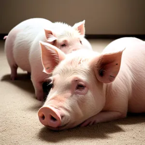 Cute Pink Piglet on the Farm