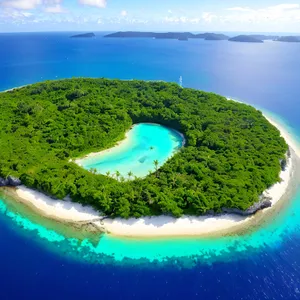 Sun-kissed Coastal Archipelago Embracing Tranquil Bay