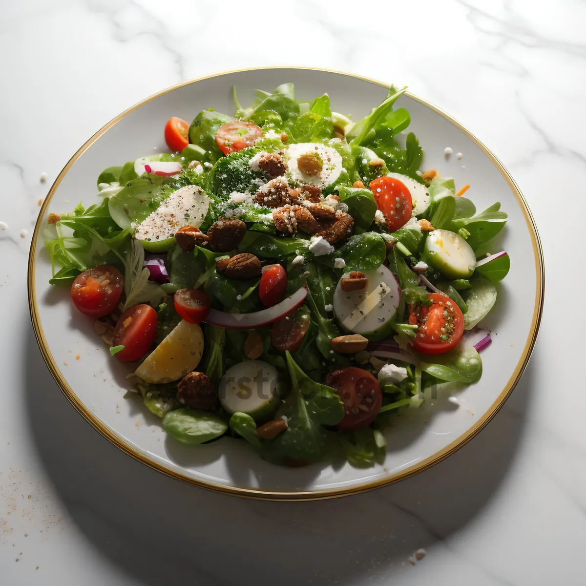 Picture of Delicious plate of fresh gourmet vegetarian salad.