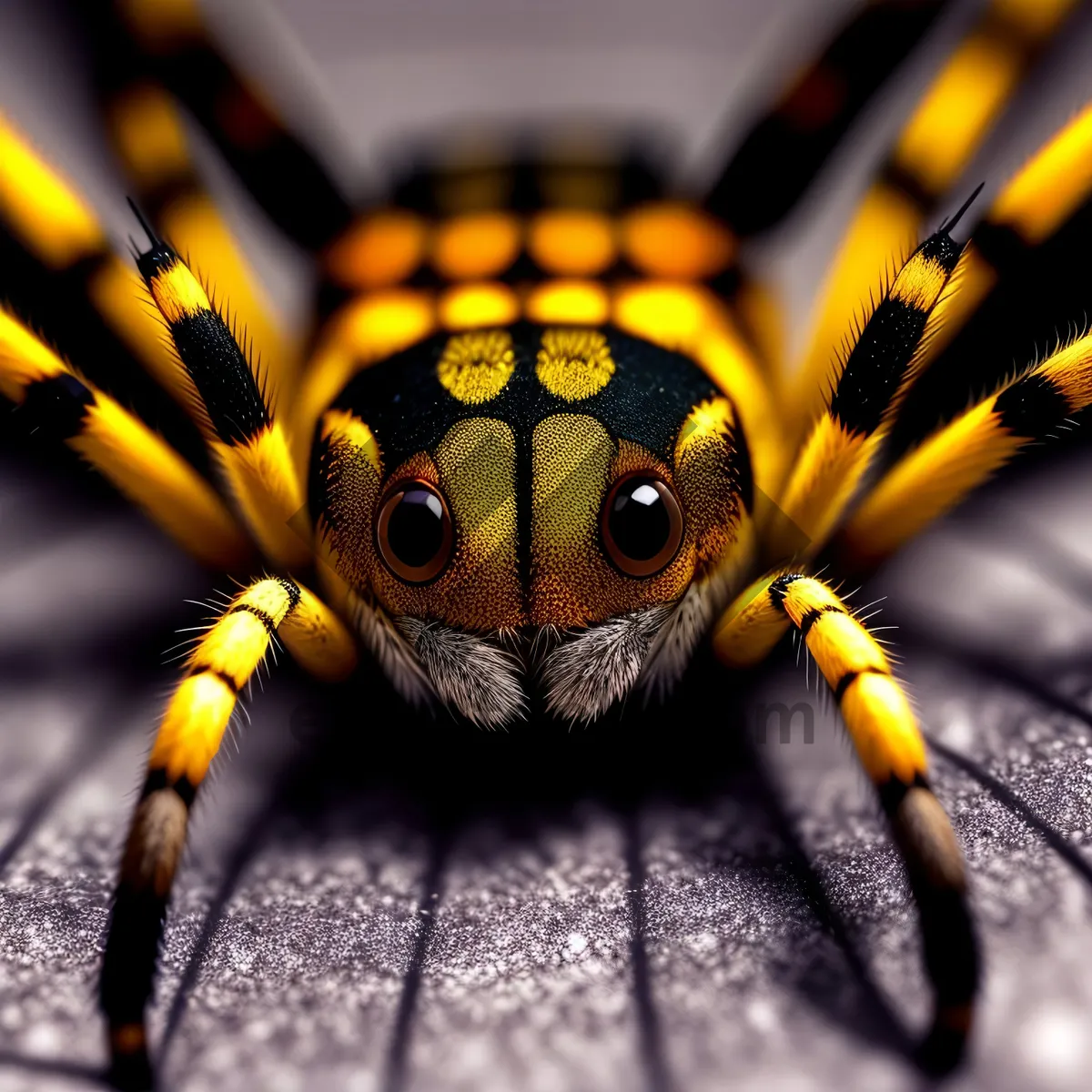 Picture of Black and Gold Garden Spider on Yellow Flower