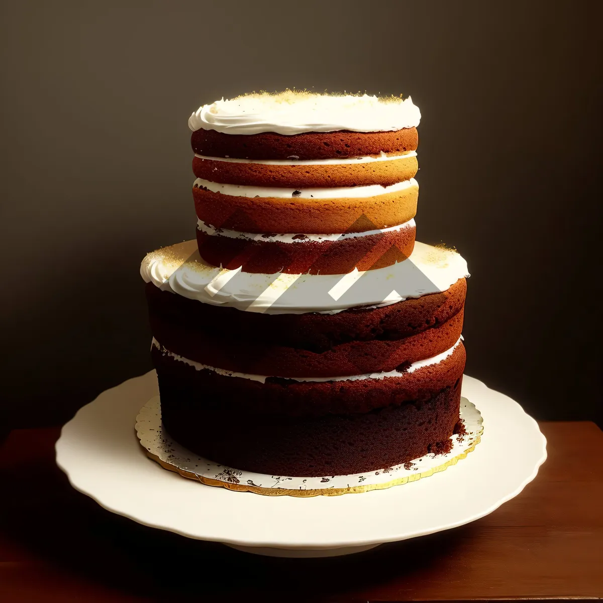 Picture of Delicious chocolate cake with cream frosting and sugar sprinkles.