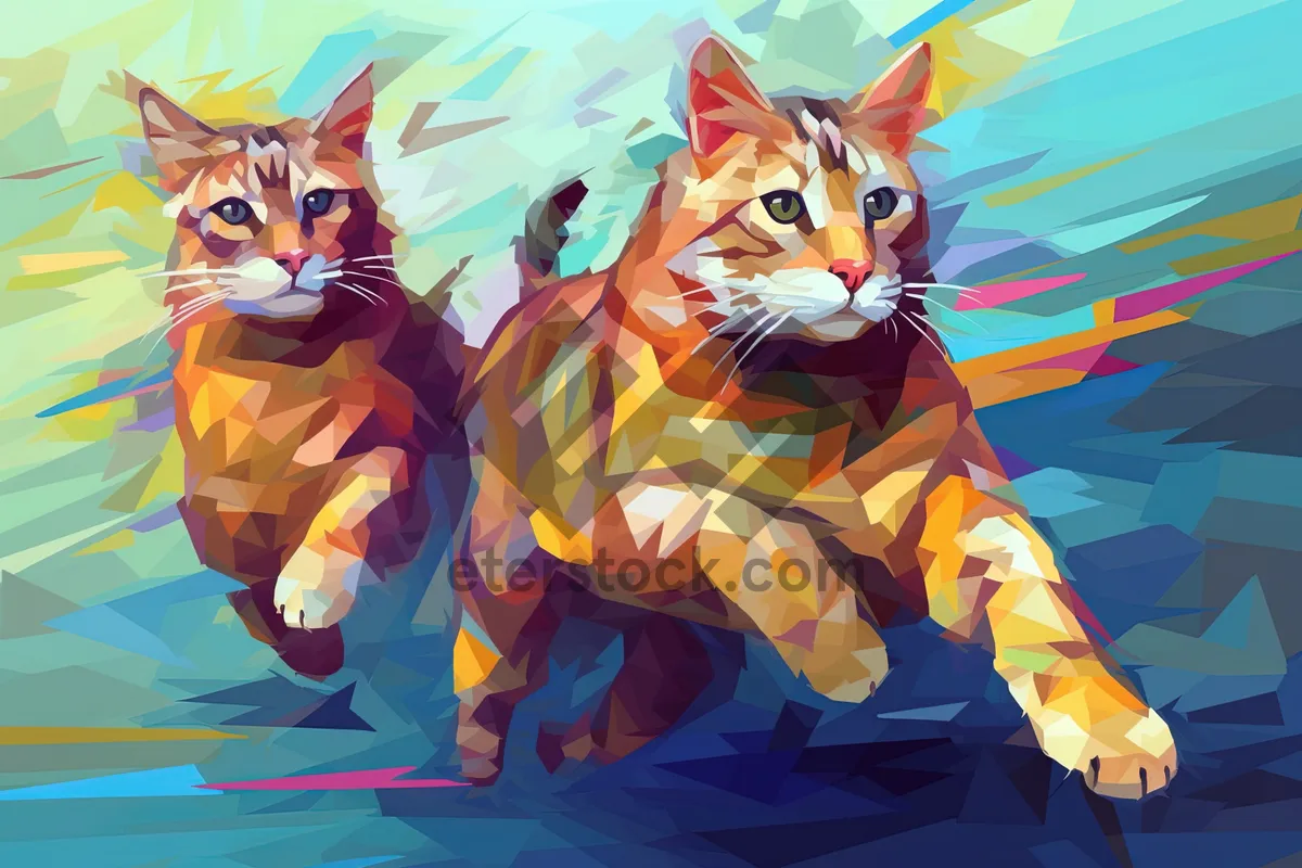 Picture of Adorable Kitty Puzzle Fun Game Portrait Illustration