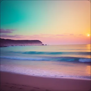 Tranquil Beach Sunset on a Tropical Island