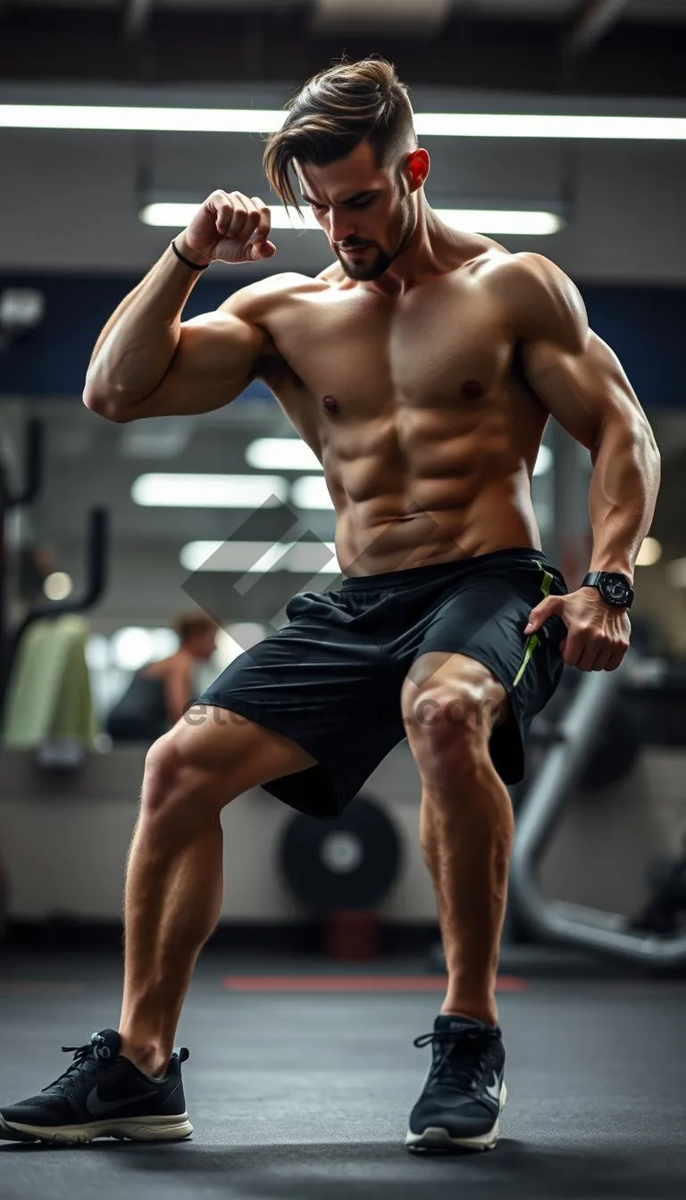 Picture of Attractive male model showing muscular chest in studio portrait.