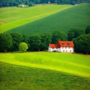 Serenity of Rural Landscape under Summer Sky