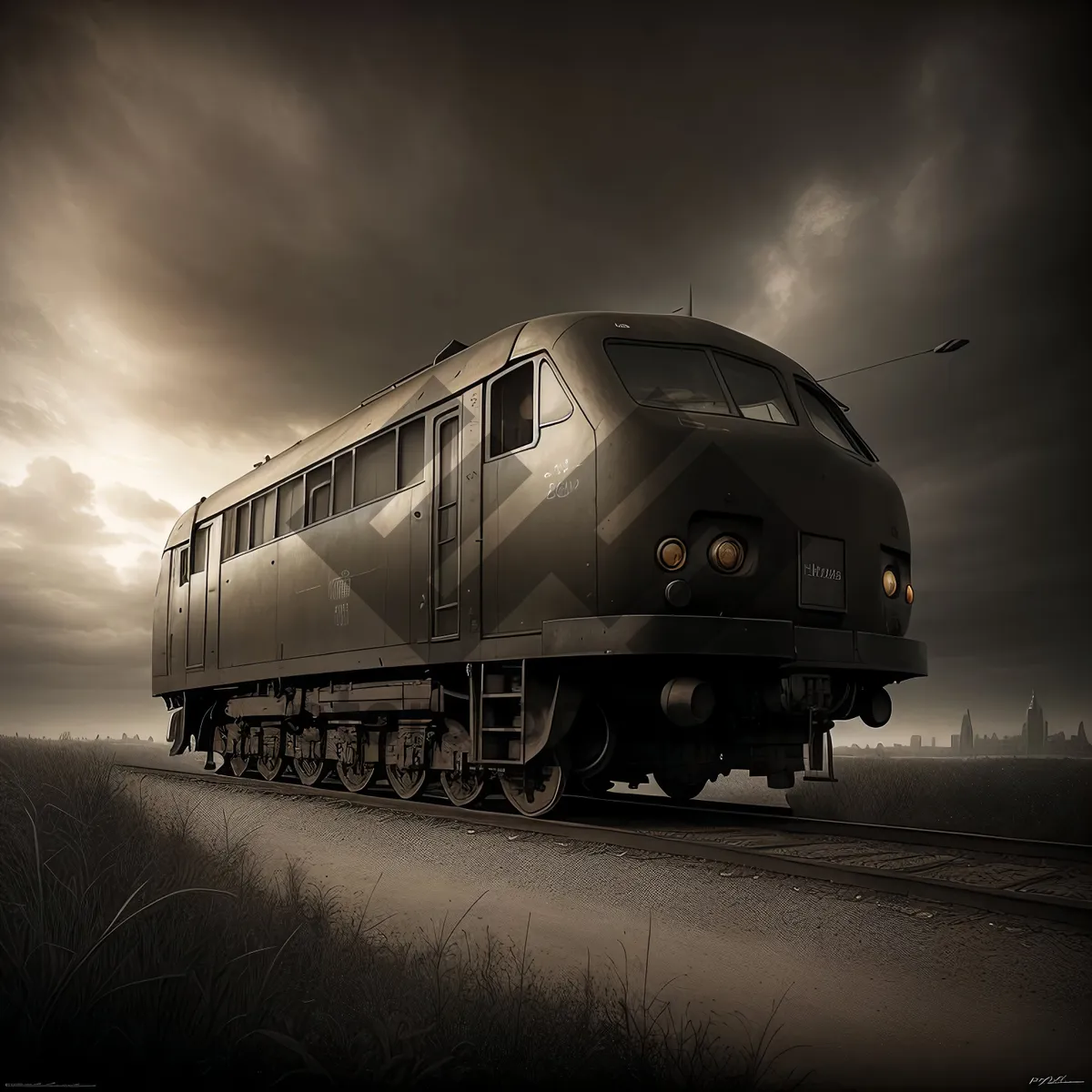 Picture of Speedy Passenger Train on Railway Tracks