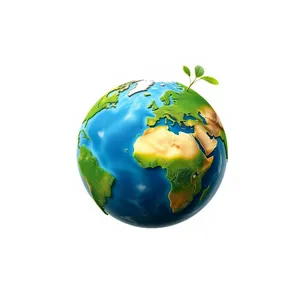 Global Earth Map Icon in 3D Shiny Design