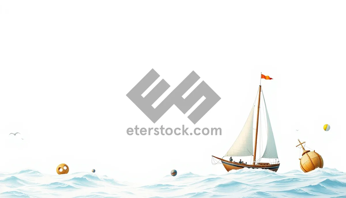 Picture of Ocean Voyage: Sailboat on Blue Waters Beneath the Sky