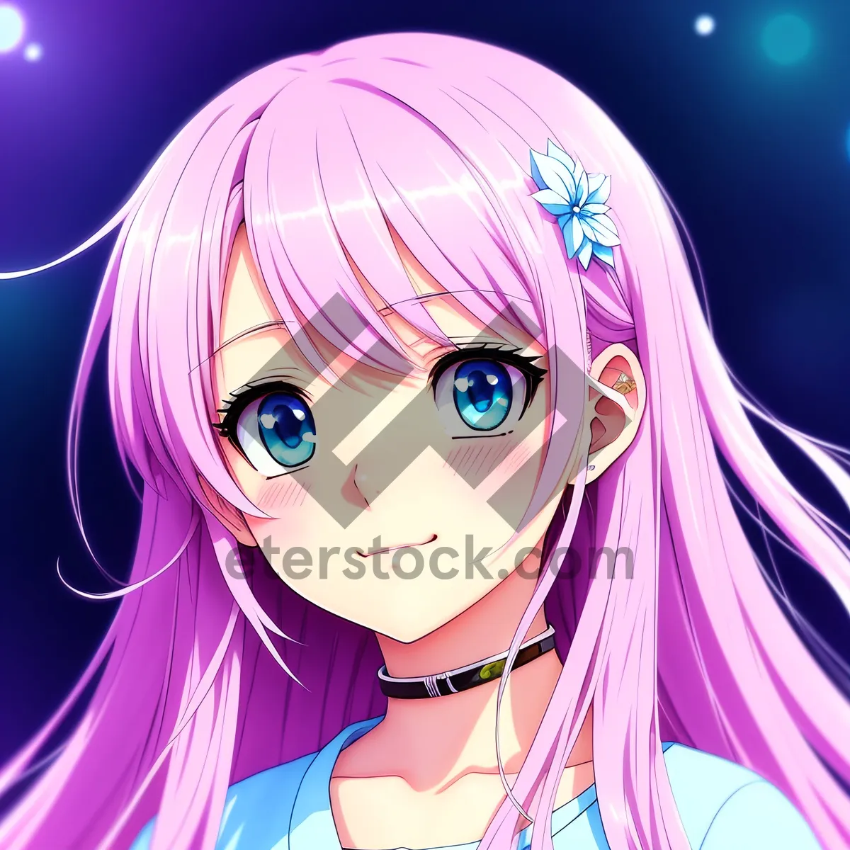 Picture of Mystical Moon Charm: Artistic Cartoon of a Sexy Face with Stylish Hair and Makeup