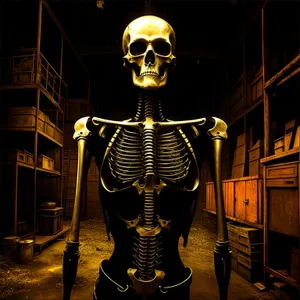 3D Wireframe Skull Anatomy X-Ray Image