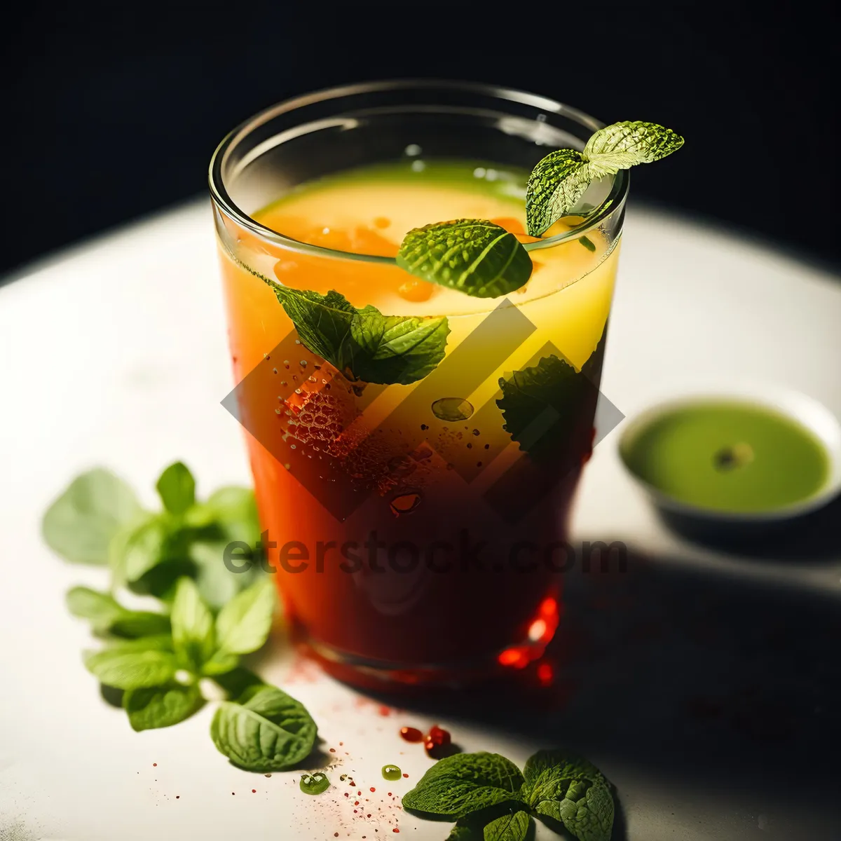 Picture of Fresh Fruit Mint Tea in Glass Cup