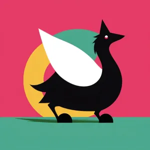 Playful Hen and Kitty Cartoon Art Design